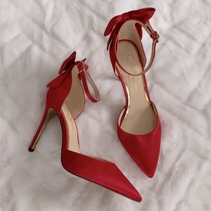 NWOT Red Bow Stiletto Pumps